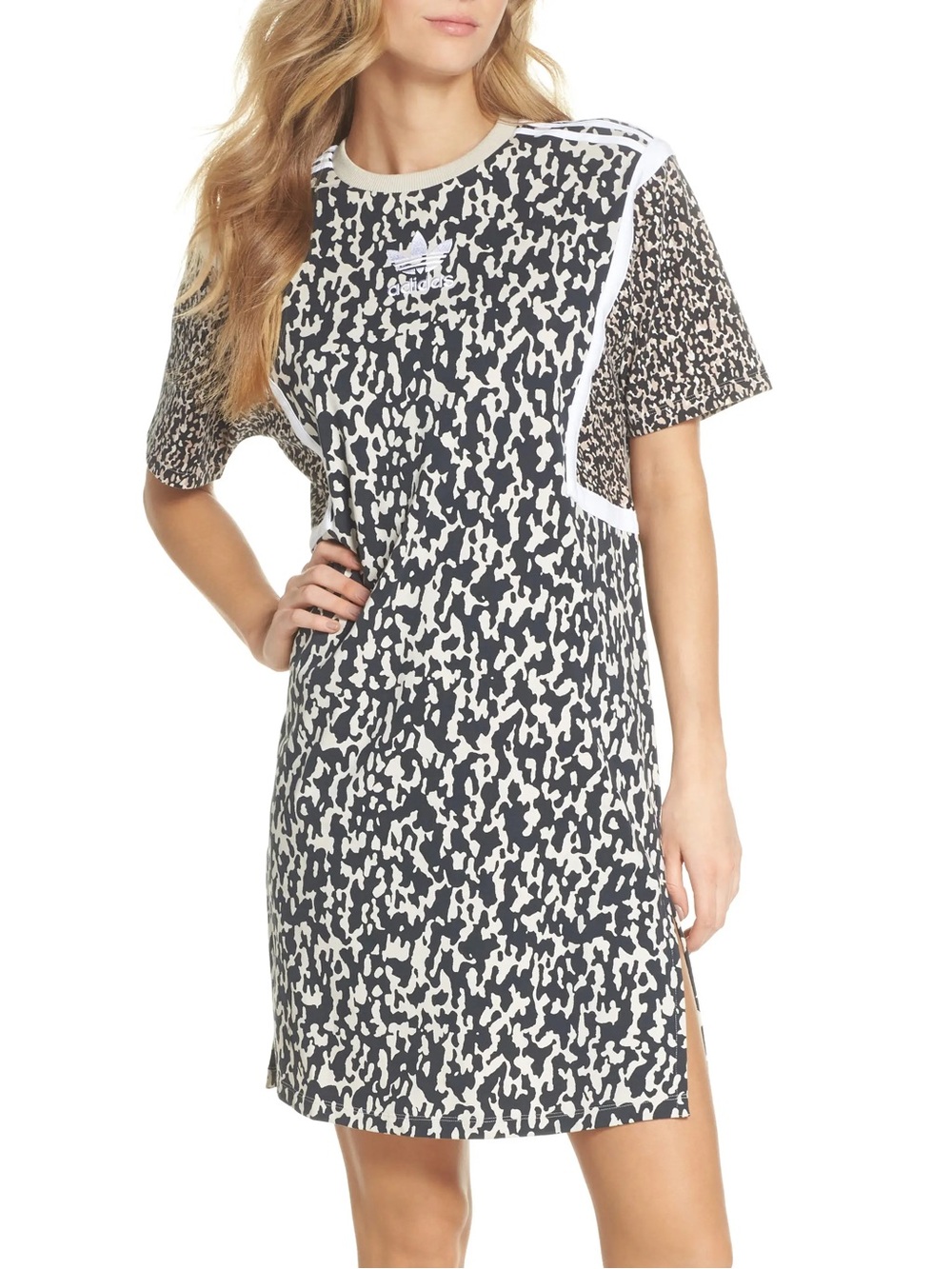 Adidas Black & White Animal Printed Leopard Cheetah T-Shirt Dress 🐆